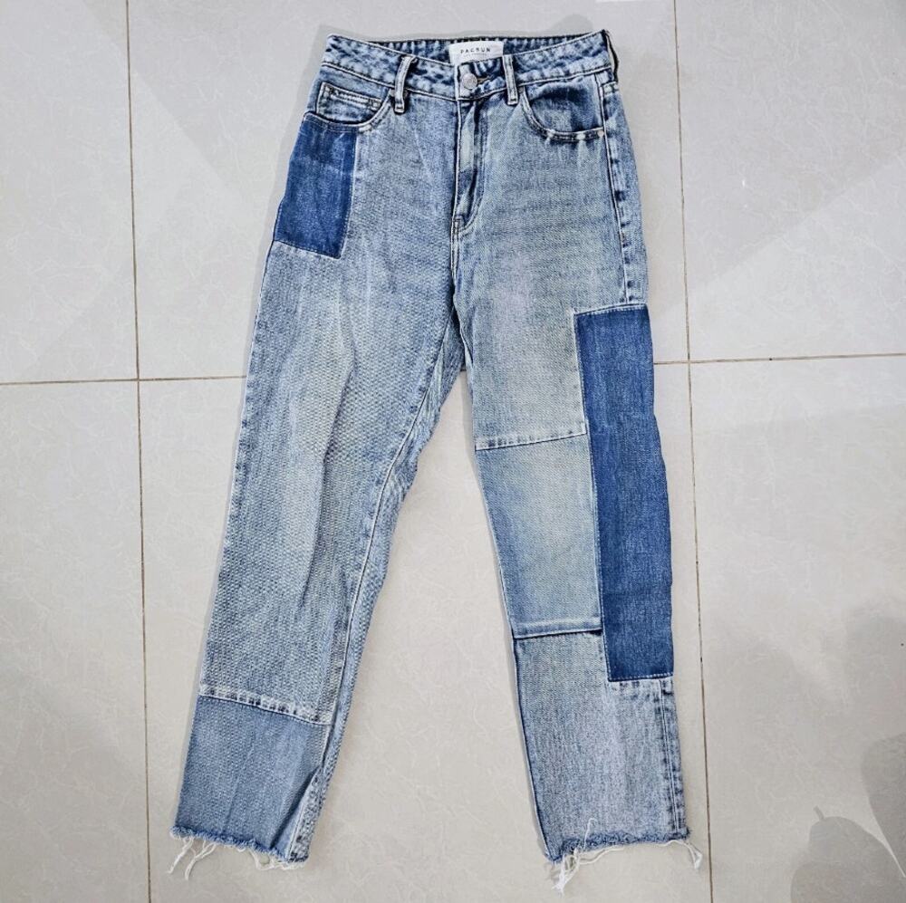 Pacsun Light Wash Patchwork Denim Jeans Womens Size 23